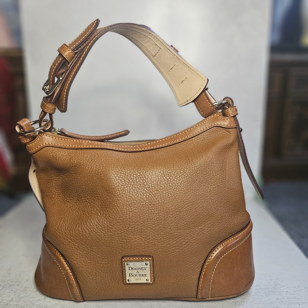 Dooney & Bourke Tan Leather Shoulder Bag with Adjustable Strap